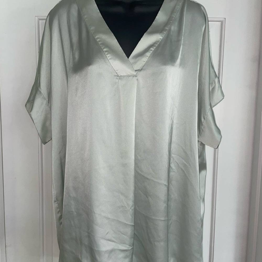 Elegant Women's Satin Top in Light Mint. NWOT